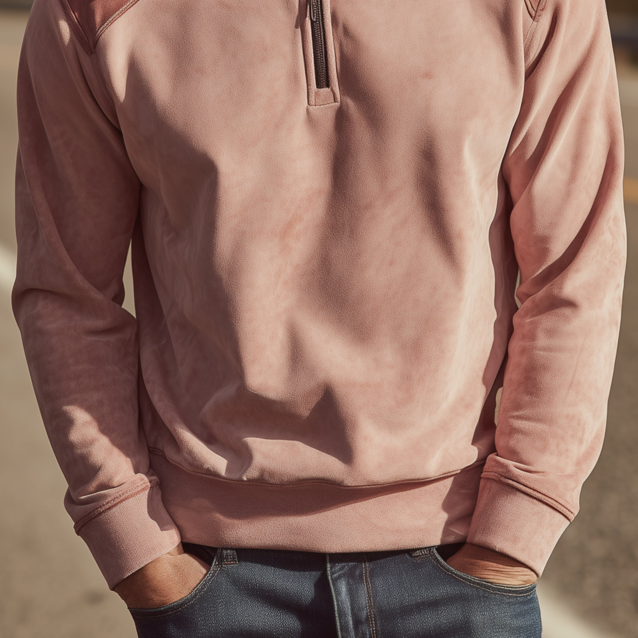 Men's Classic Retro Suede Stand Collar Zipper Sweatshirt MTA0615H7K