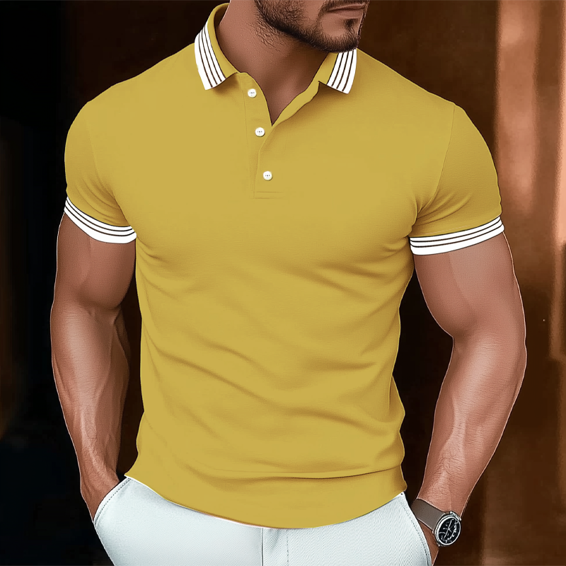 Men's Basic Business Stitching Cotton Short Sleeve POLO Shirt MTA2453G7U