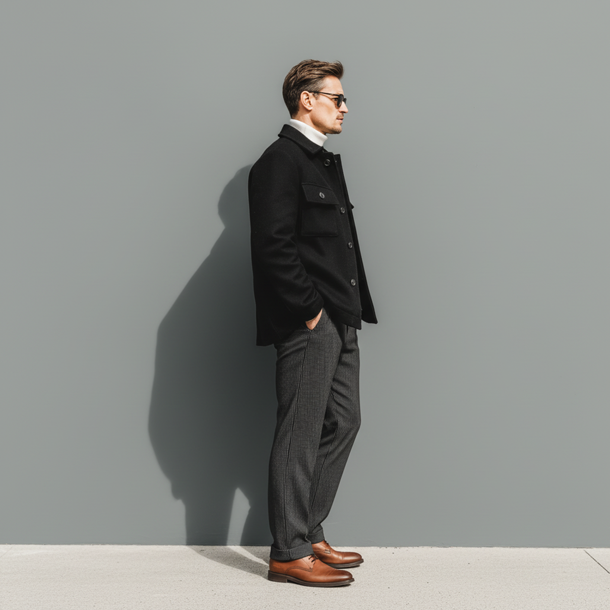 Men's Classic Casual Lapel Faux Woolen Jacket MTA2463I1K