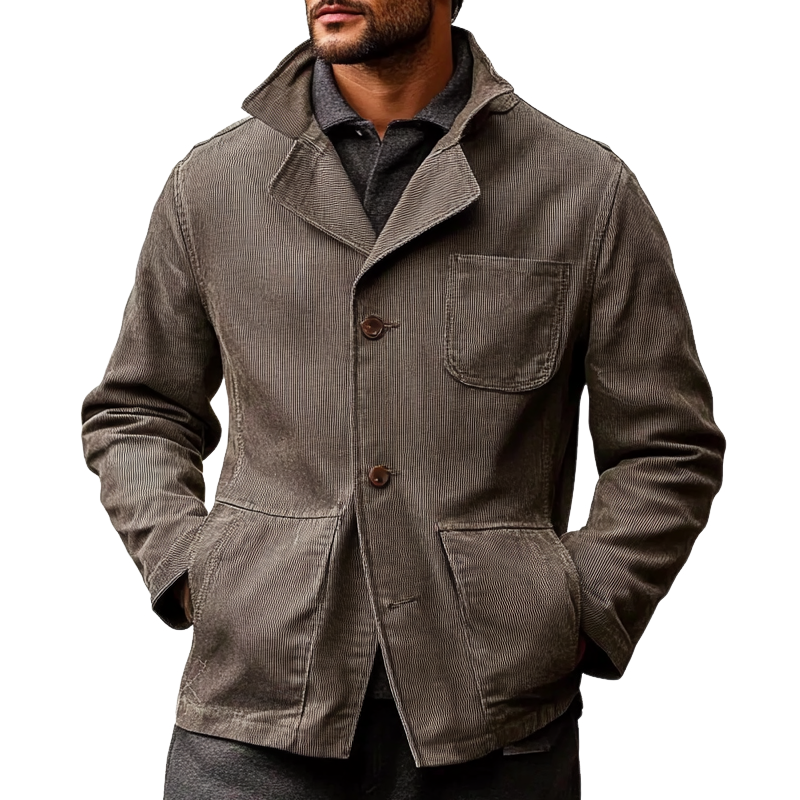 Men's Retro Solid Color Corduroy Lapel Jacket MTA2836K6X