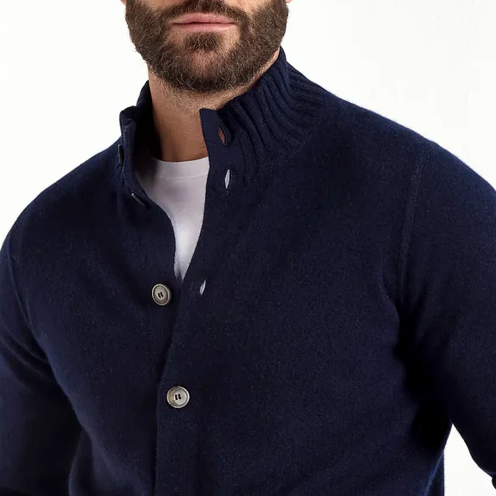 Men's Classic Light Business Stand Collar Single-breasted Knitted Cardigan MTA1977I2K