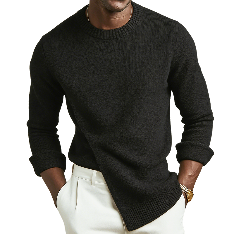 Men's Retro Casual Solid Color Knit Crew Neck Sweater MTZ1438A4TO