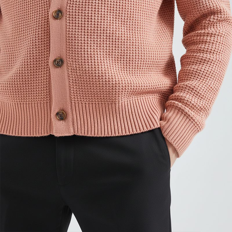 Men's Winter Fashion Waffle Texture Cotton Knit Cardigan MTA2067J1P