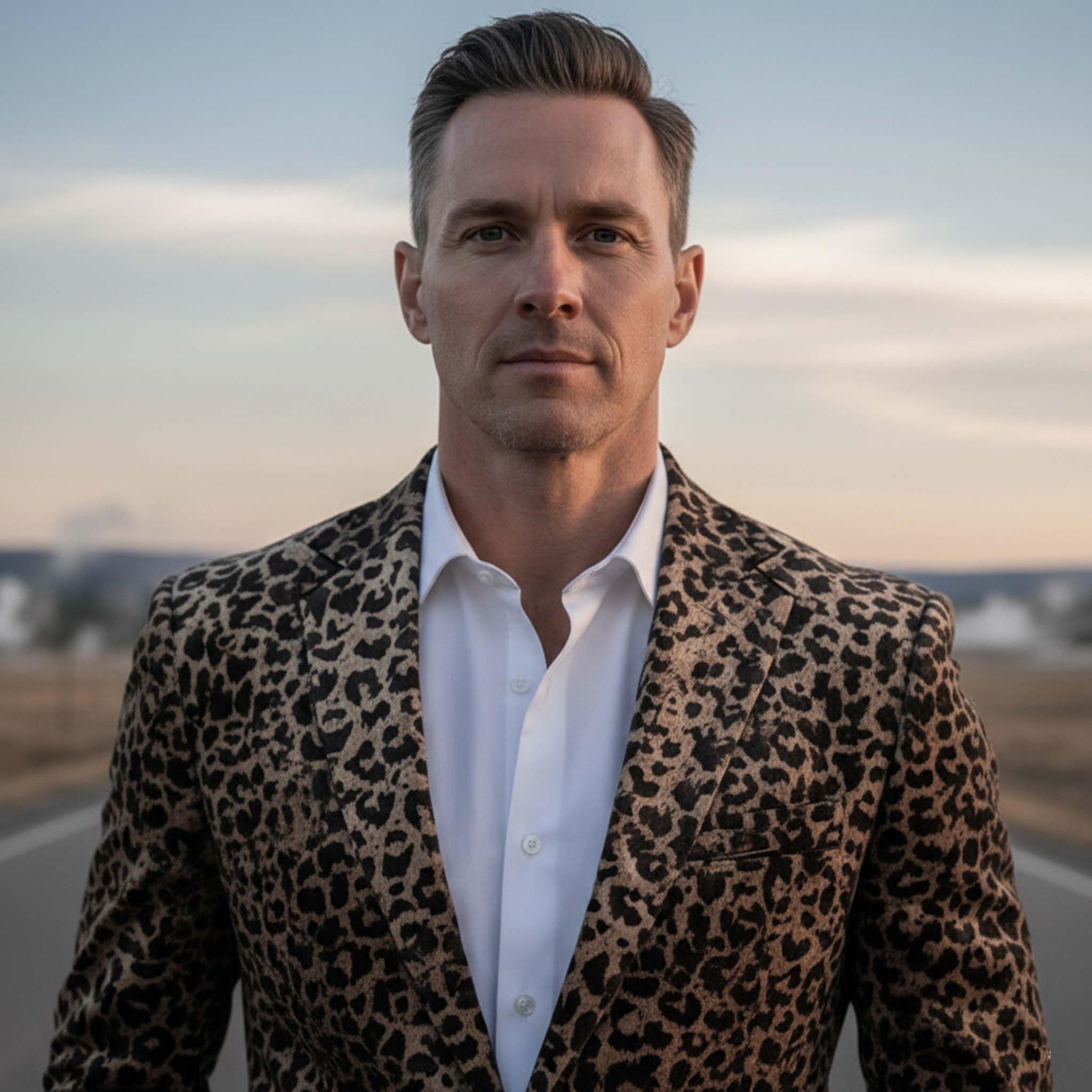 Men's Classic Vintage Velvet Leopard Print Single-breasted Slim-fit Blazer MTA1353I8K
