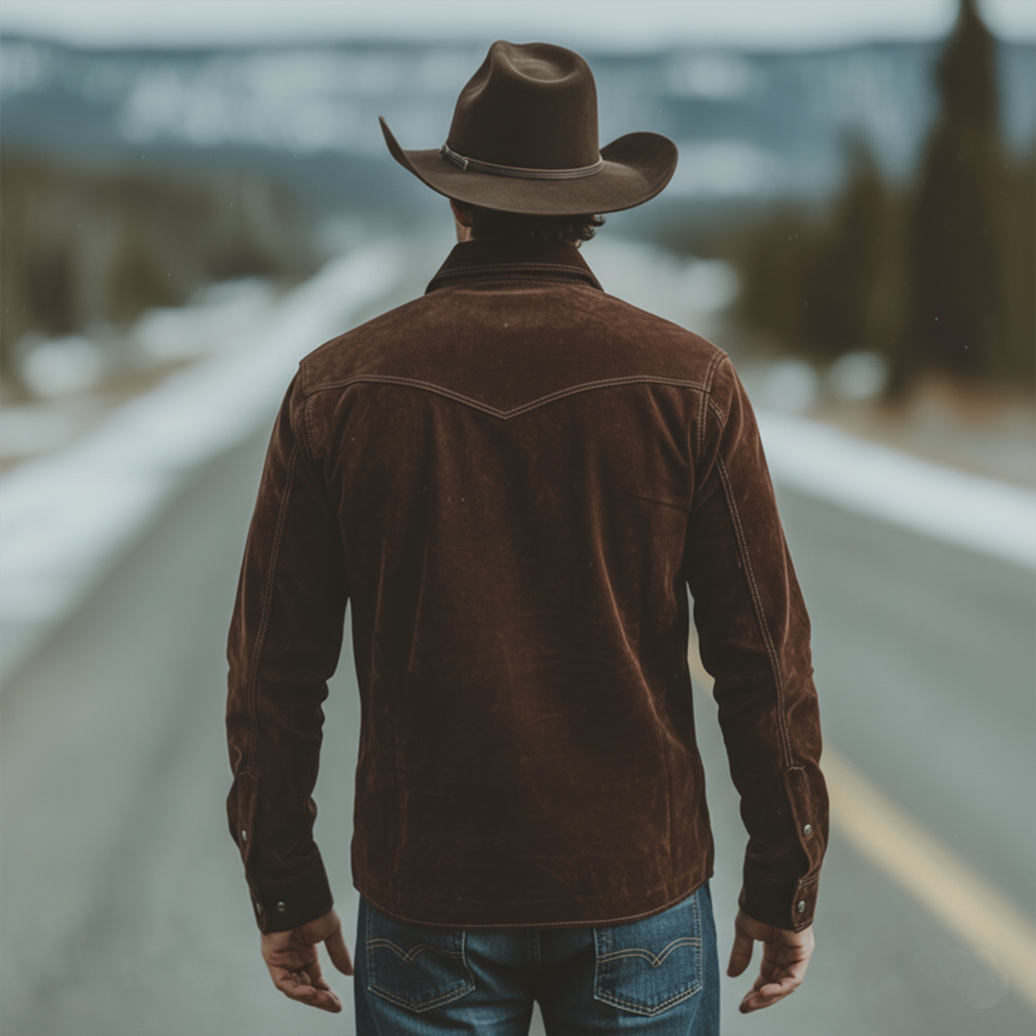 Men's Classic Retro Western Style Faux Suede Long-sleeved Shirt MTA2295K5K