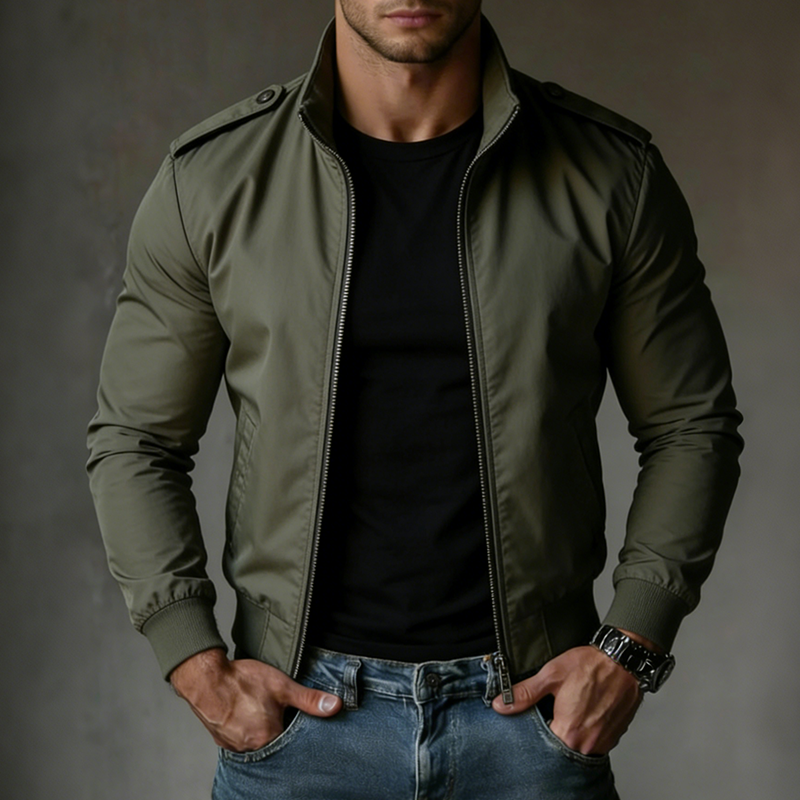 Men's Retro Casual Cotton Outdoor Style Stand Collar Zip-Up Jacket MTZ2071A4TO