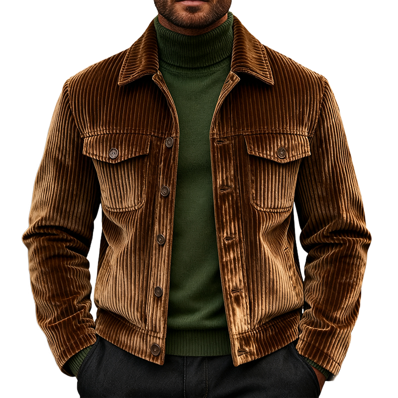 Men's Vintage Corduroy Lapel Multi-Pocket Jacket MTA2450J7X