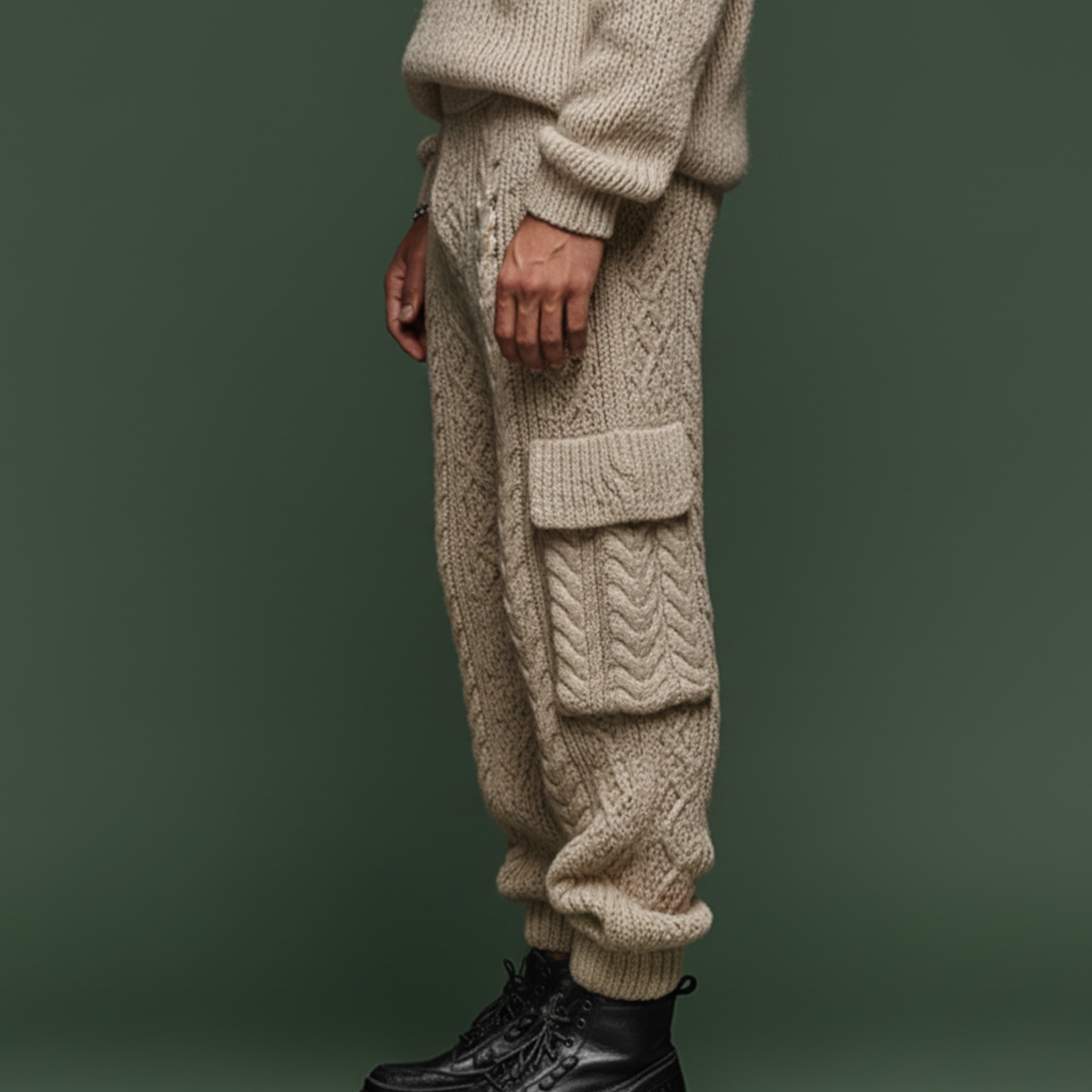 Men's Classic Jacquard Knit Elastic Waist Casual Pants MTA3082J8K