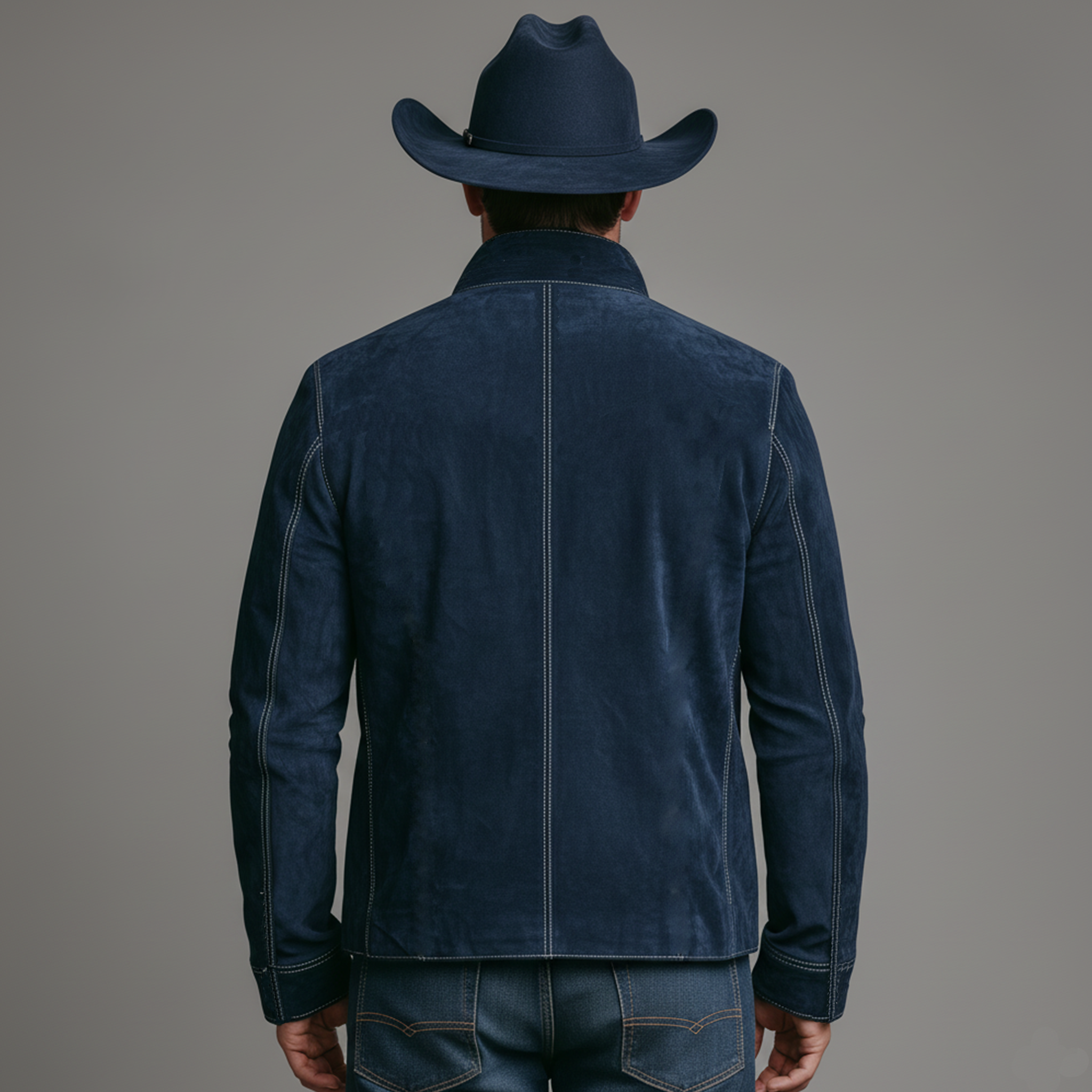 Men's Classic Retro Western Style Embroidered Stand Collar Faux Suede Multi-Pocket Jacket MTA2401K4K