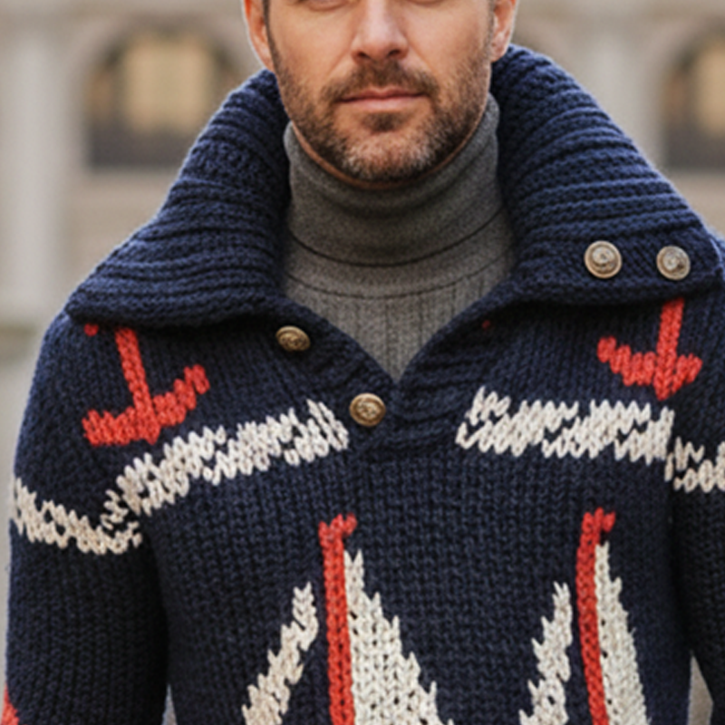 Men's Stylish Nautical-themed Knitted Pullover Sweater MTA2349I9U