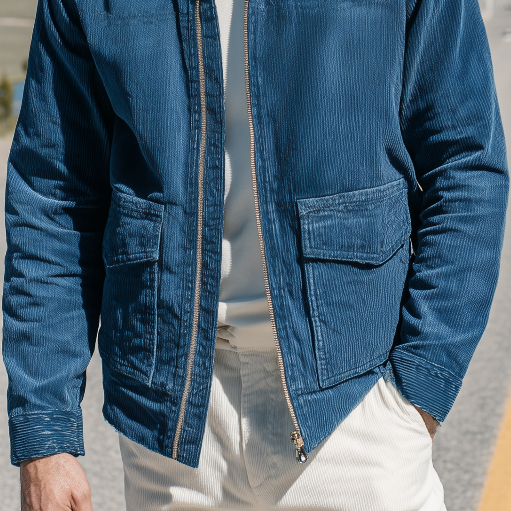 Men's Classic Casual Corduroy Lapel Zip-Up Jacket MTA0772H0K