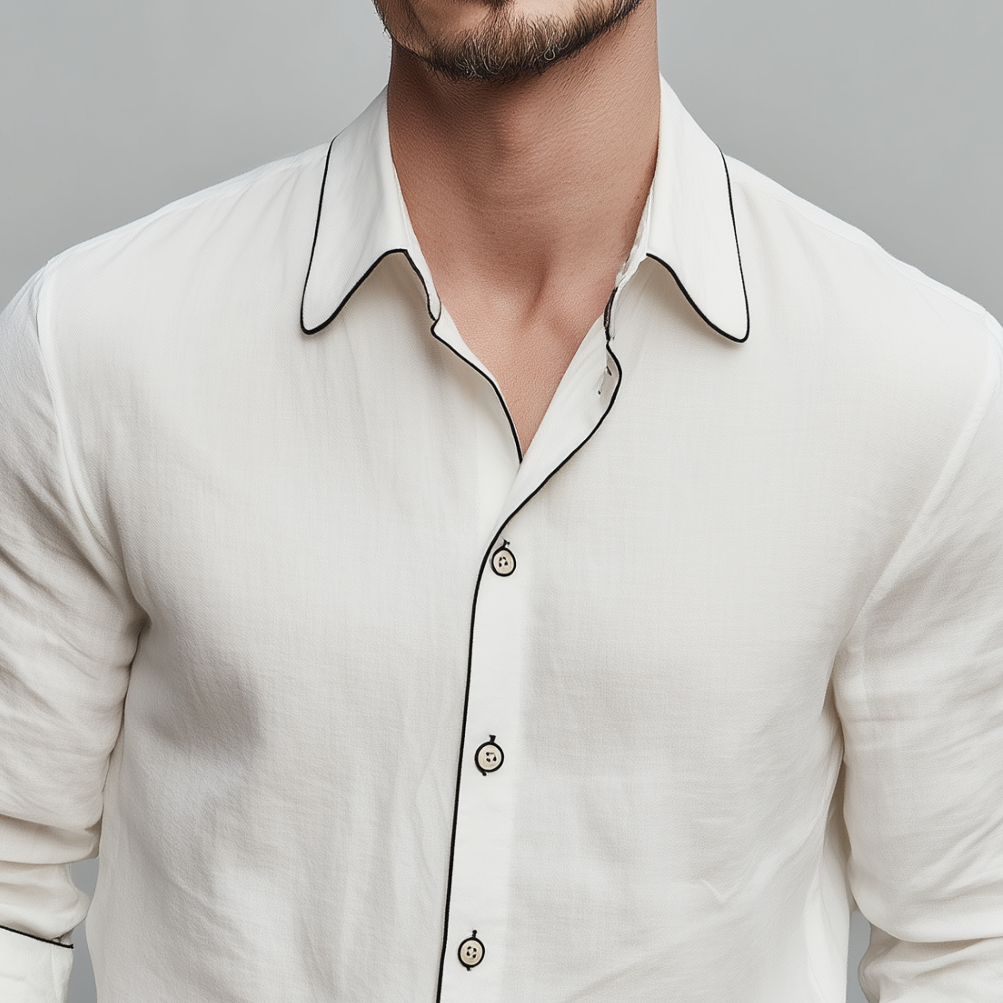 Men's Classic Casual Lapel Covered Cotton Blend Long Sleeve Shirt MTA3054G8K