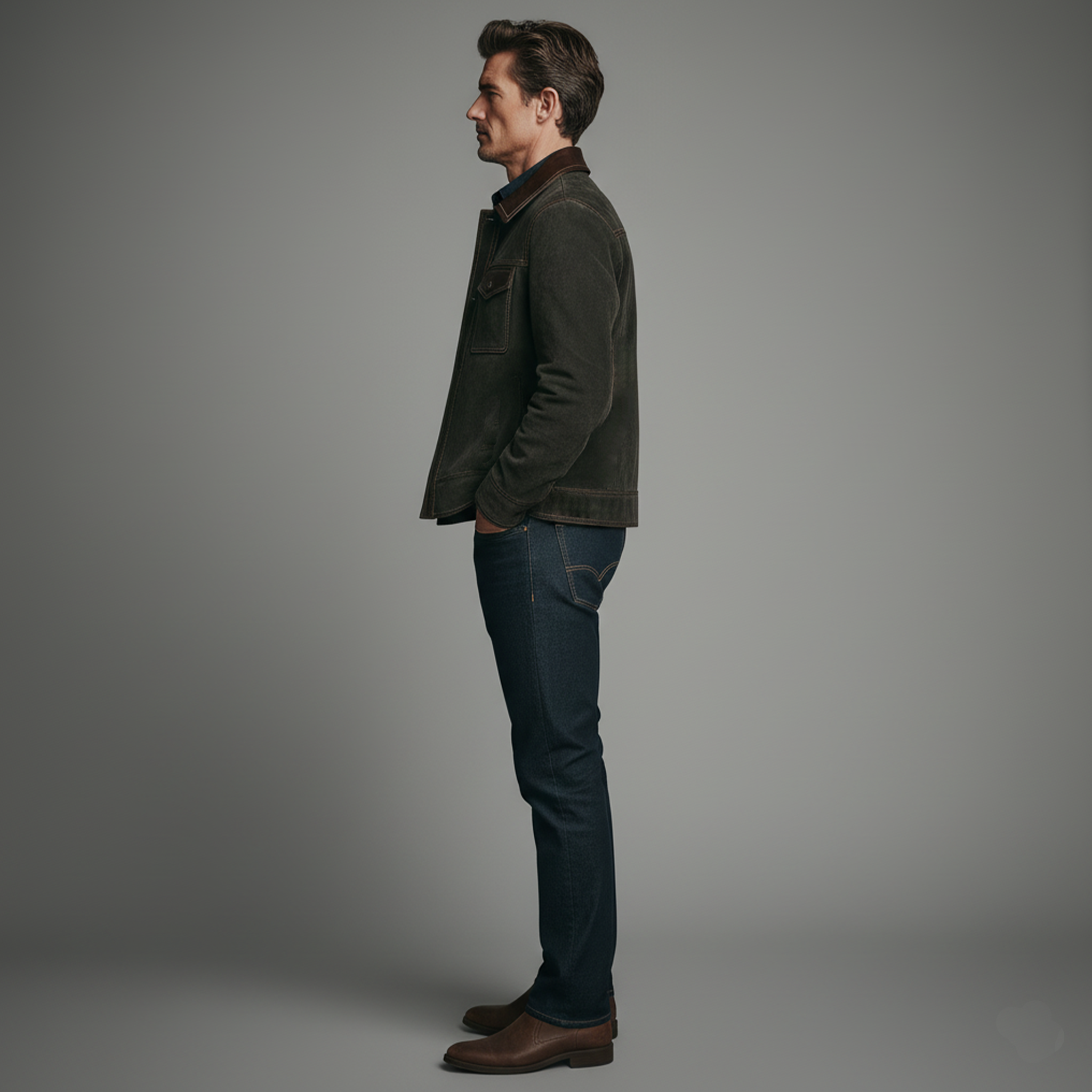 Men's Classic Casual PU Leather Lapel Zipper Faux Suede Slim Fit Jacket MTA1369J9K