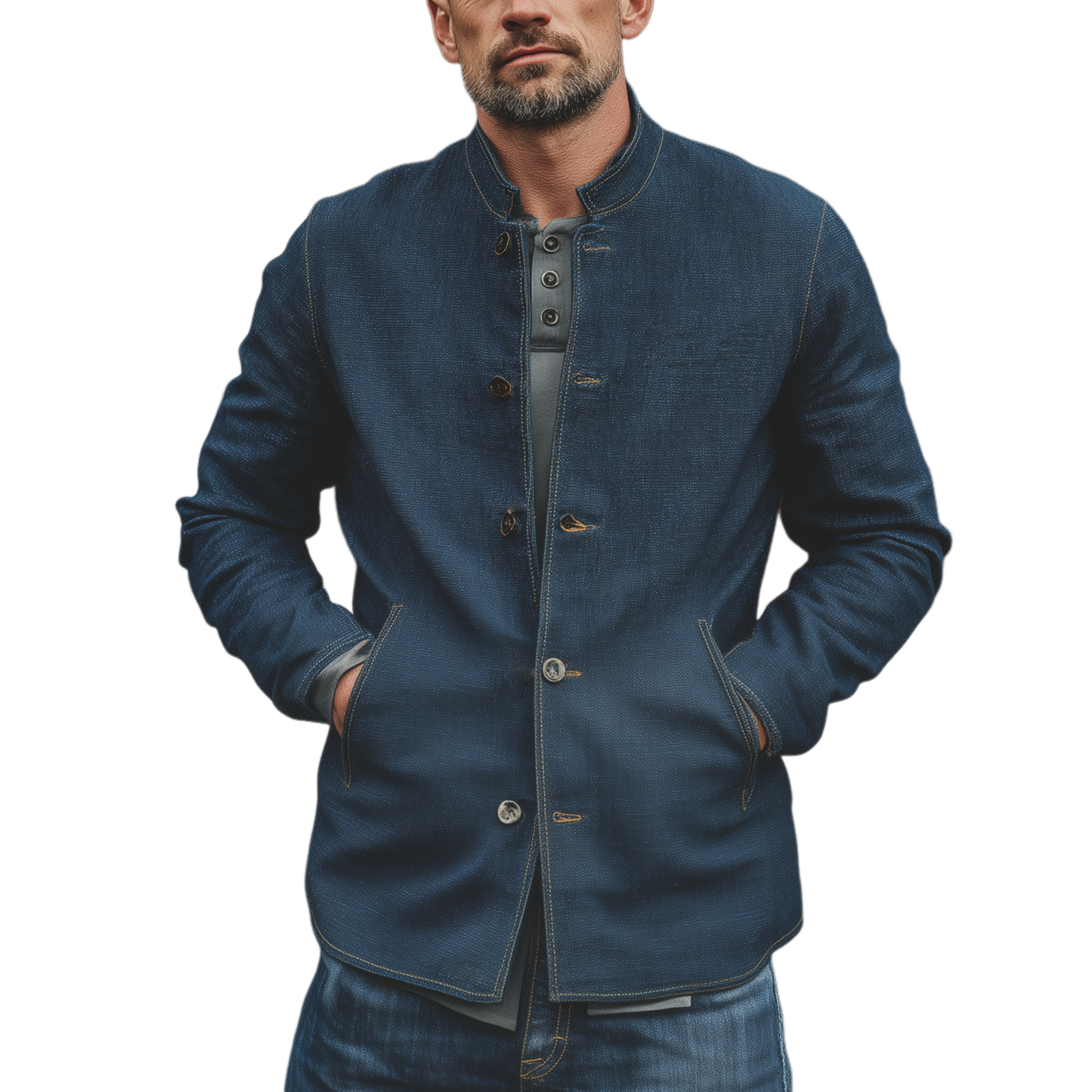 Men's Classic Retro Stand-up Collar Cotton Blend Jacket MTA2627K4K