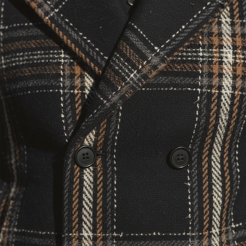 Men's Winter Fashion Plaid Faux Wool Double-breasted Short Lapel Coat MTA2556I7P