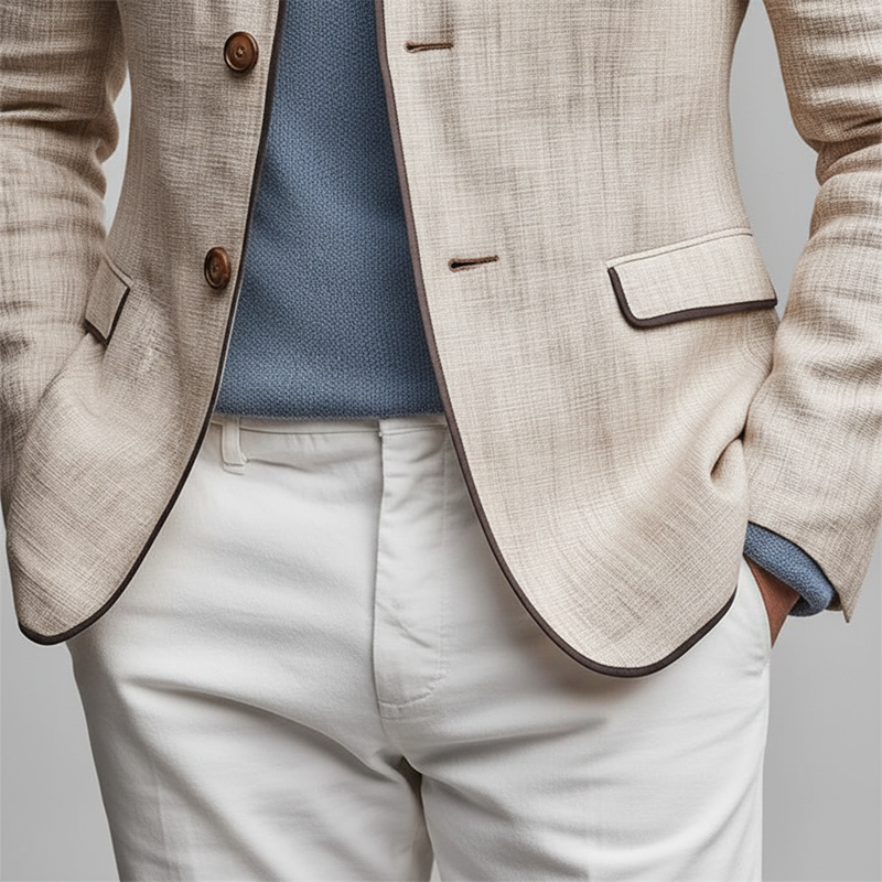 Men's Autumn Fashion Slub Linen Blend Thin Cardigan Jacket MTA1363I7P