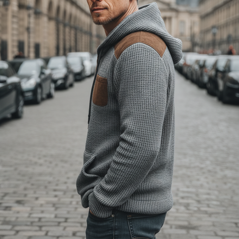 Men's Classic Stretch Colorblock Knit Casual Hoodie MTA2001J1U