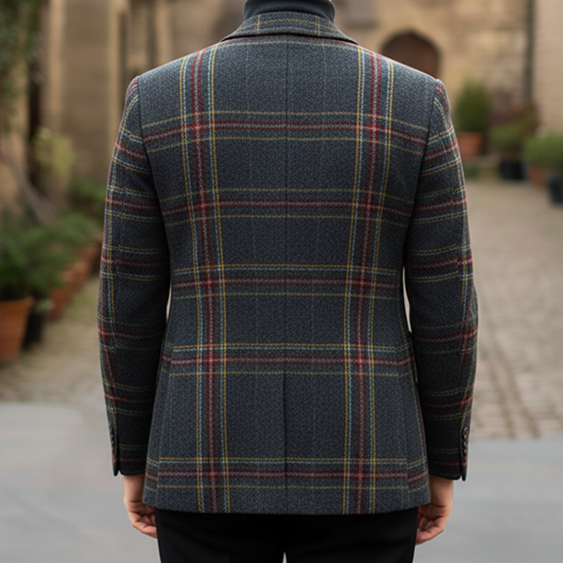 Men's Classic Slim Fit Plaid Two-Button Blazer MTA2674I0U