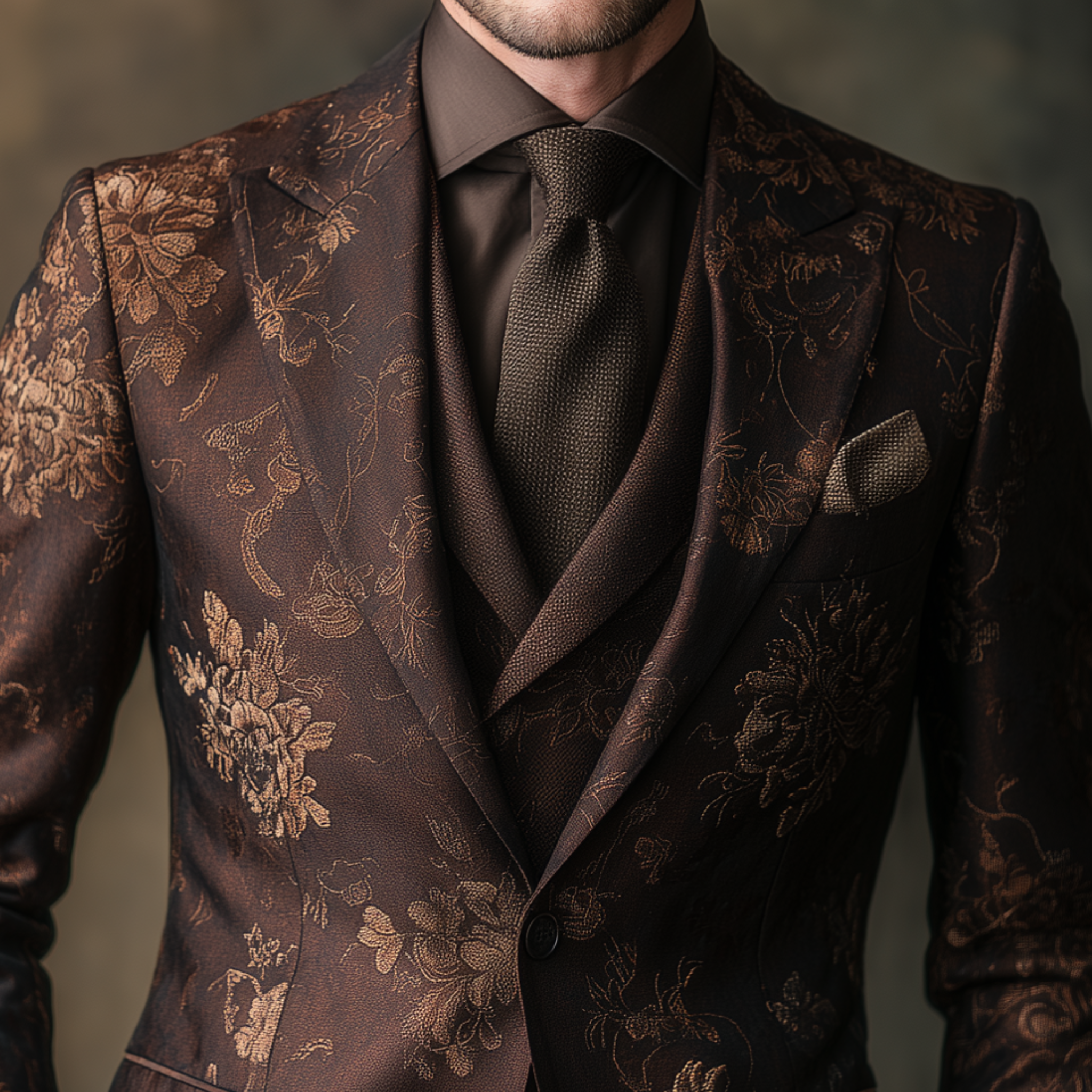 Men's Classic Vintage Floral Print Cotton Blend Single-Breasted Slim-Fit Blazer MTA0683H7K