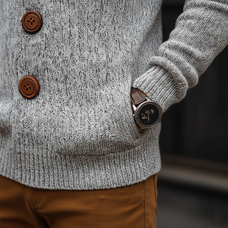 Men's Retro Cotton Yarn Knitted Hooded Cardigan MTA2903J1P