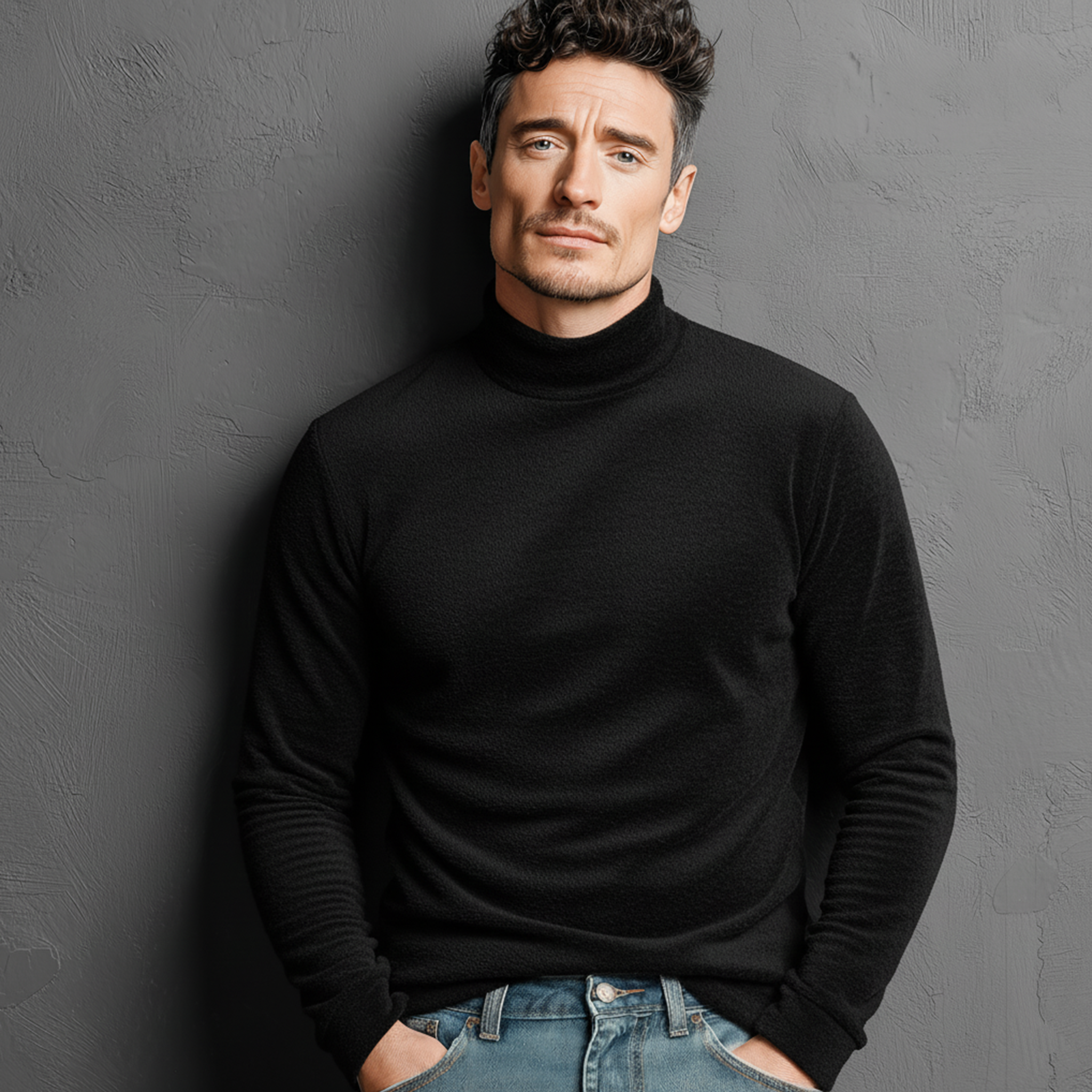 Men's Classic Half-high Collar Dralon Fabric Warm Slim Long-sleeved T-shirt MTA2013J3K