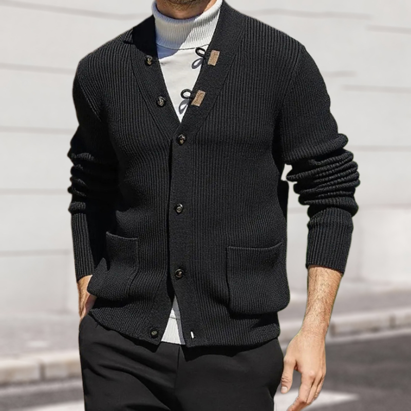 Men's Casual Solid Color V-neck Single-breasted Loose Knitted Cardigan MTA1187H7M