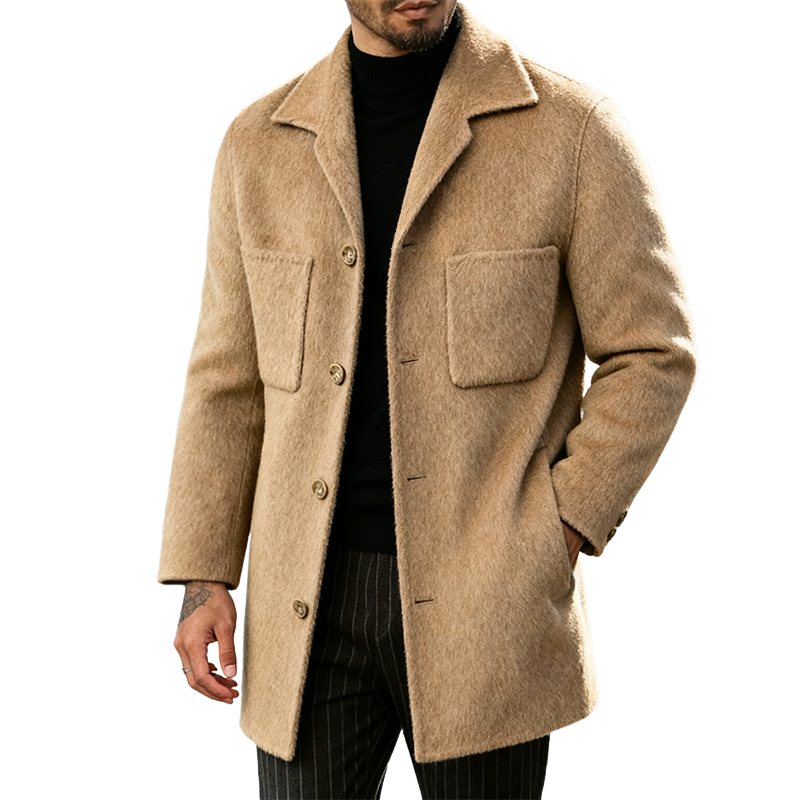 Men's Retro Casual Solid Color Mid-Length Coat MTA1068K8TO
