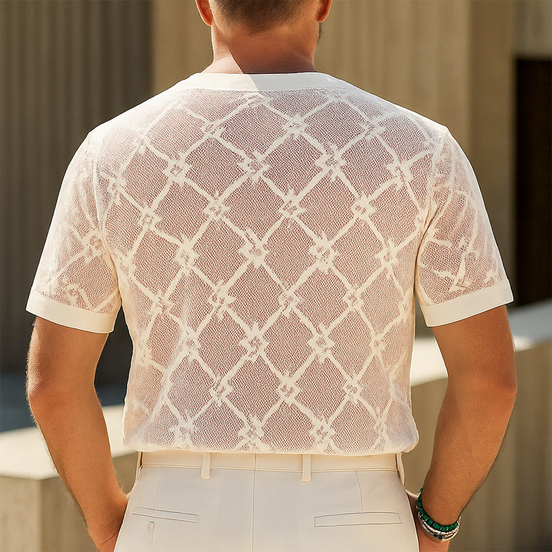 Men's Summer Fashion Knitted Short Sleeve T-shirt MTA0688E4U
