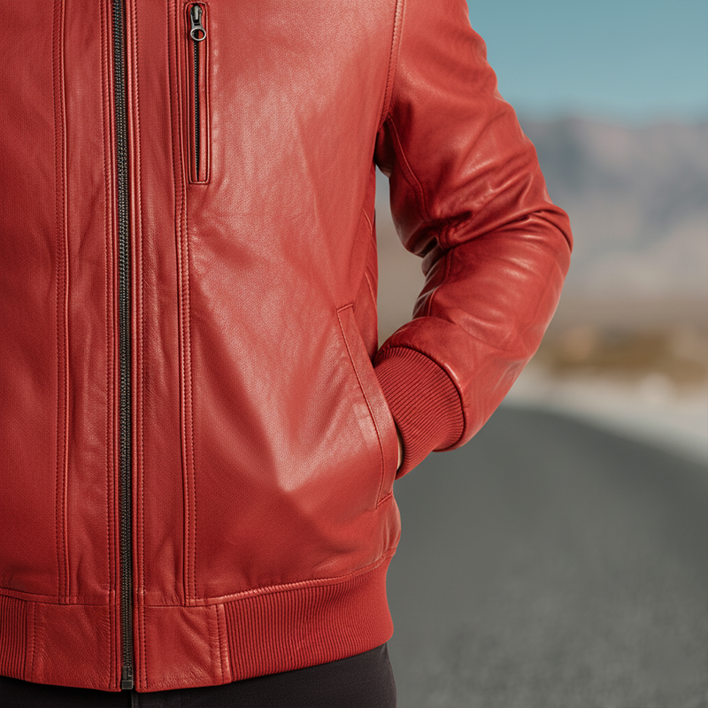 Men's Winter Fashion Solid Color Motorcycle PU Leather Jacket MTA3032I8P