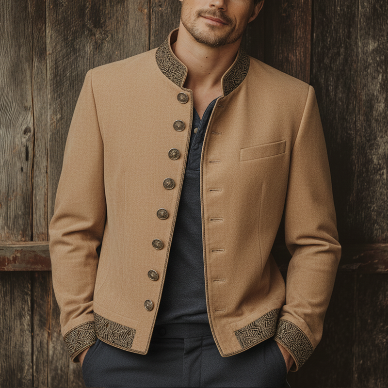 Men's Winter Fashion Embroidered Faux Suede Cropped Jacket MTA1551J3P
