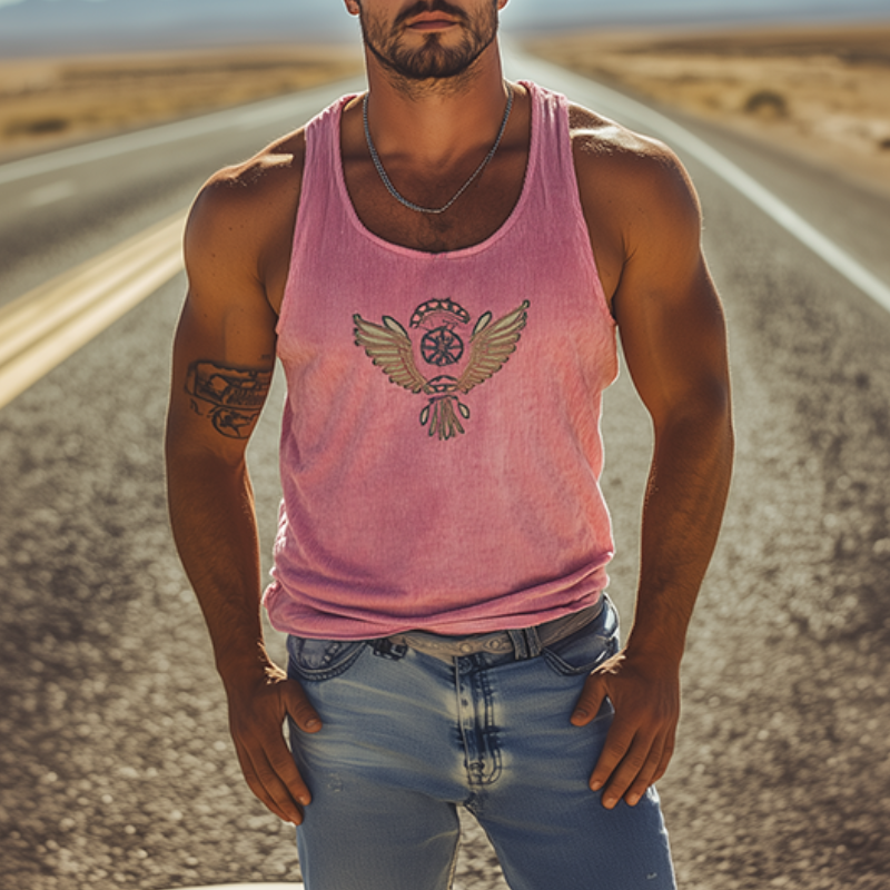 【24-timers frakt】Herreklassisk casual amerikansk retro brodert strikket stripete tanktopp 72799567K