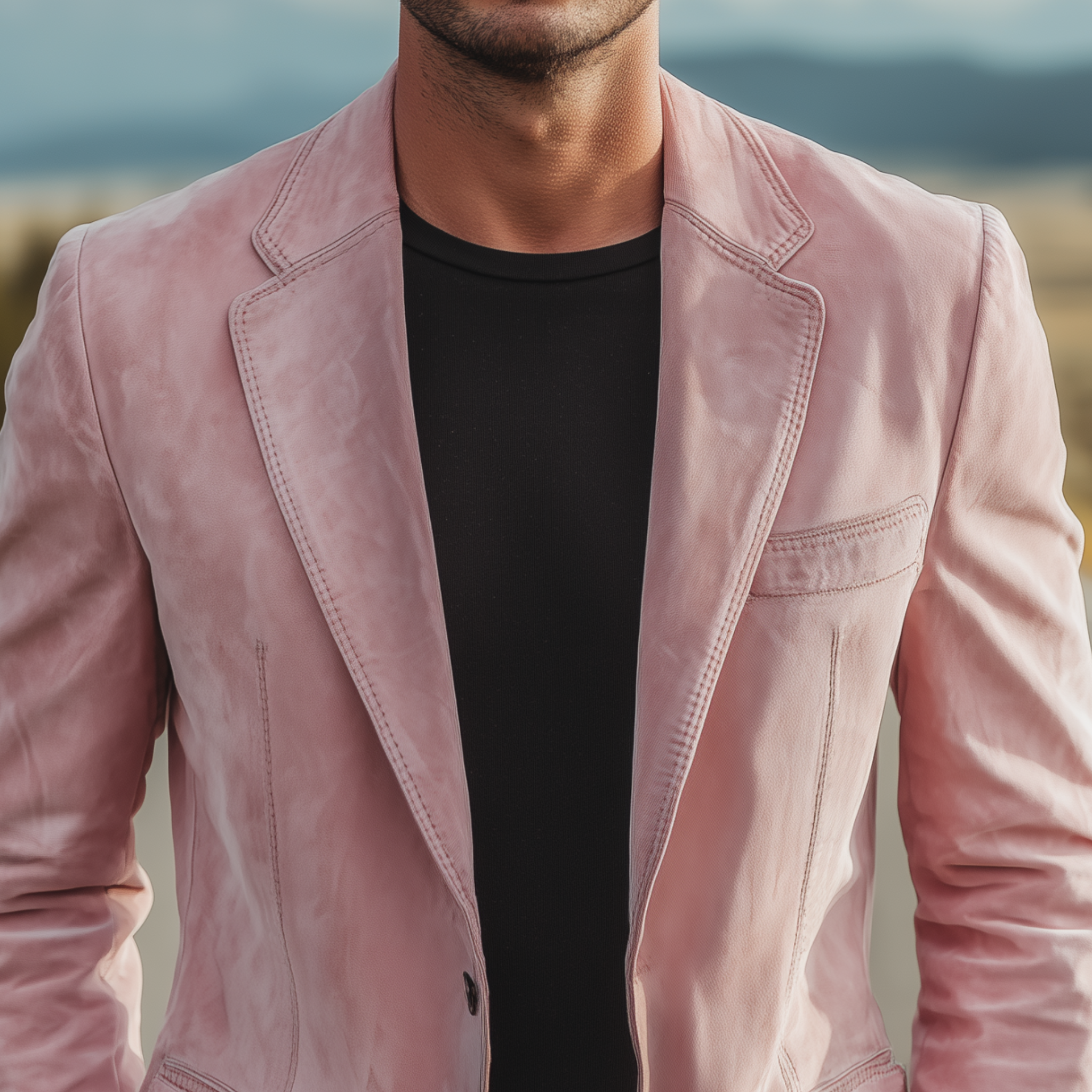 Men's Retro Fashion Gentleman Suede Single-breasted Slim-fit Blazer MTA0162H1K