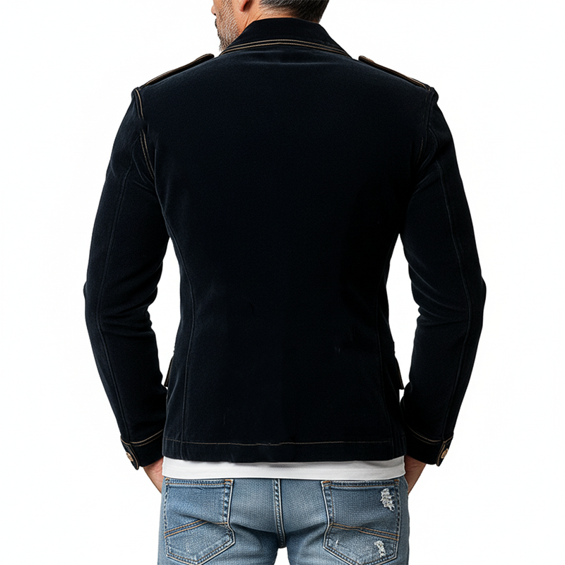 Men's Matte Velvet Lapel Double-Breasted Jacket MTA0743K3X