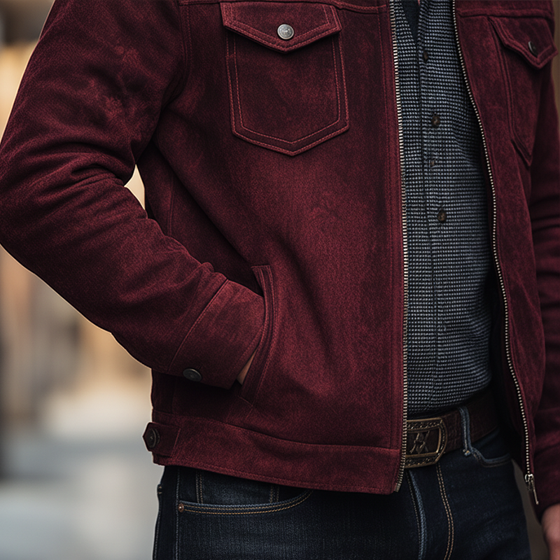 Men's Winter Retro Faux Suede Faux Fur Collar Zipper Jacket MTA2891K8P