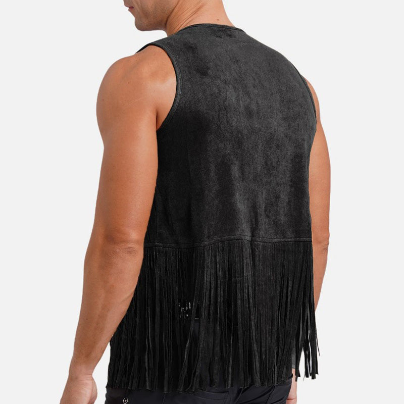 Men's Summer Western Cowboy Style Thin Suede Tassel Vest MTA1460E7P