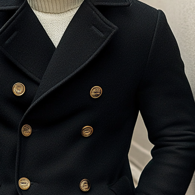 Men's Solid Color Faux Wool Double-breasted Lapel Jacket MTA1128J3X