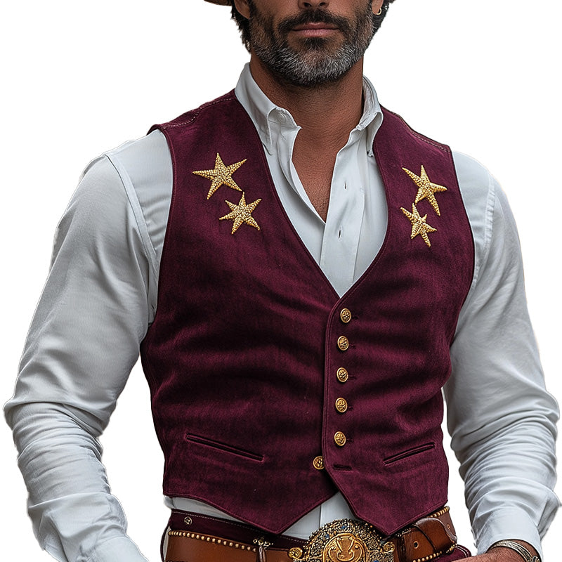 Men's Summer Fashion Thin Suede Embroidered Casual Vest MTA2982D0P