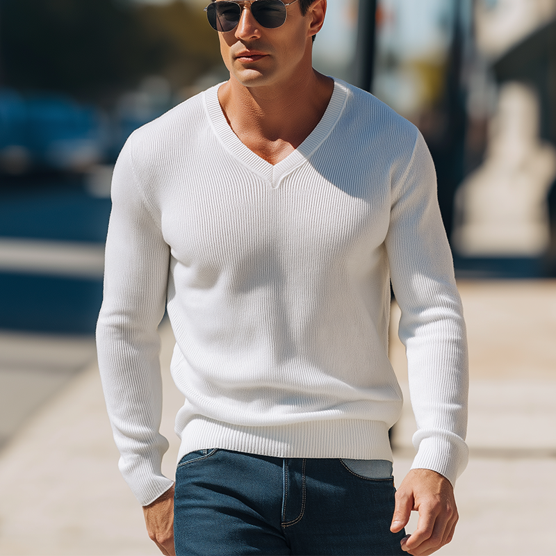Men's Simple Solid Color Knitted Thin Sweater MTA1158H7P