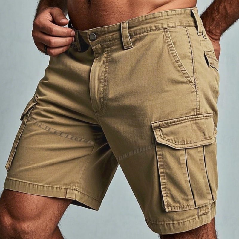 Men's Casual Outdoor Cotton Washed Distressed Multi-pocket Work Shorts MTA1027F4M