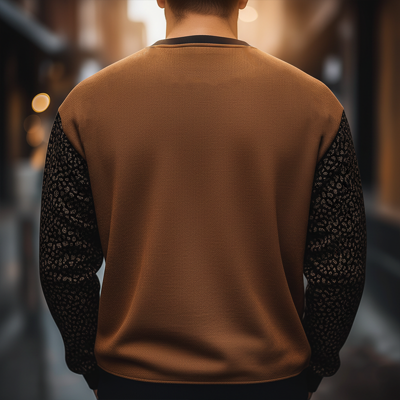 Men's Winter Retro Print Cotton Blend Crew Neck Sweatshirt MTA3075J3P