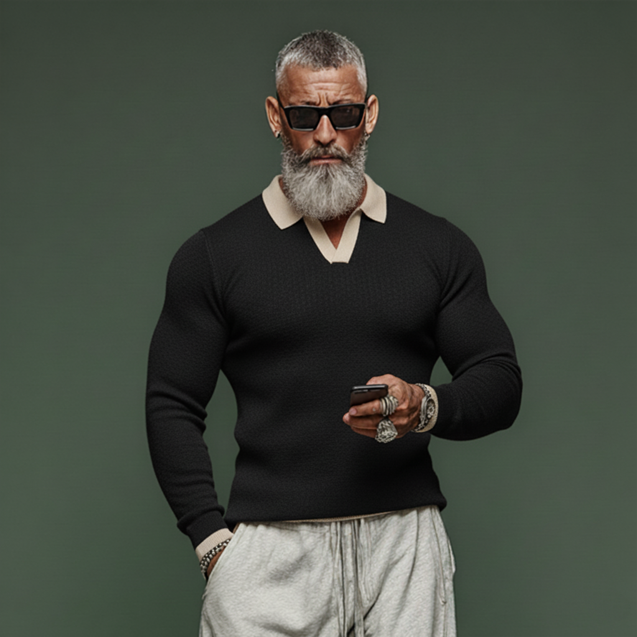 Men's Fashionable Casual Knitted Slim-fit Polo Shirt Sweater MTA2961J6K