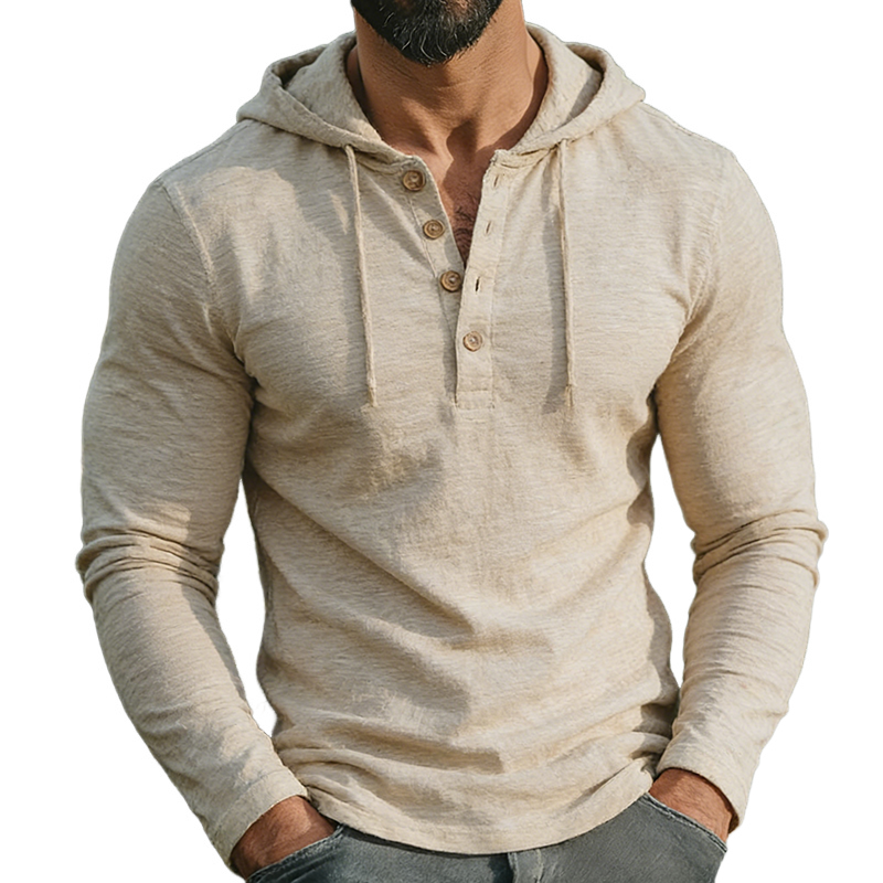 Men's Retro Casual Cotton Hooded Long-Sleeve T-Shirt MTA2237L7TO