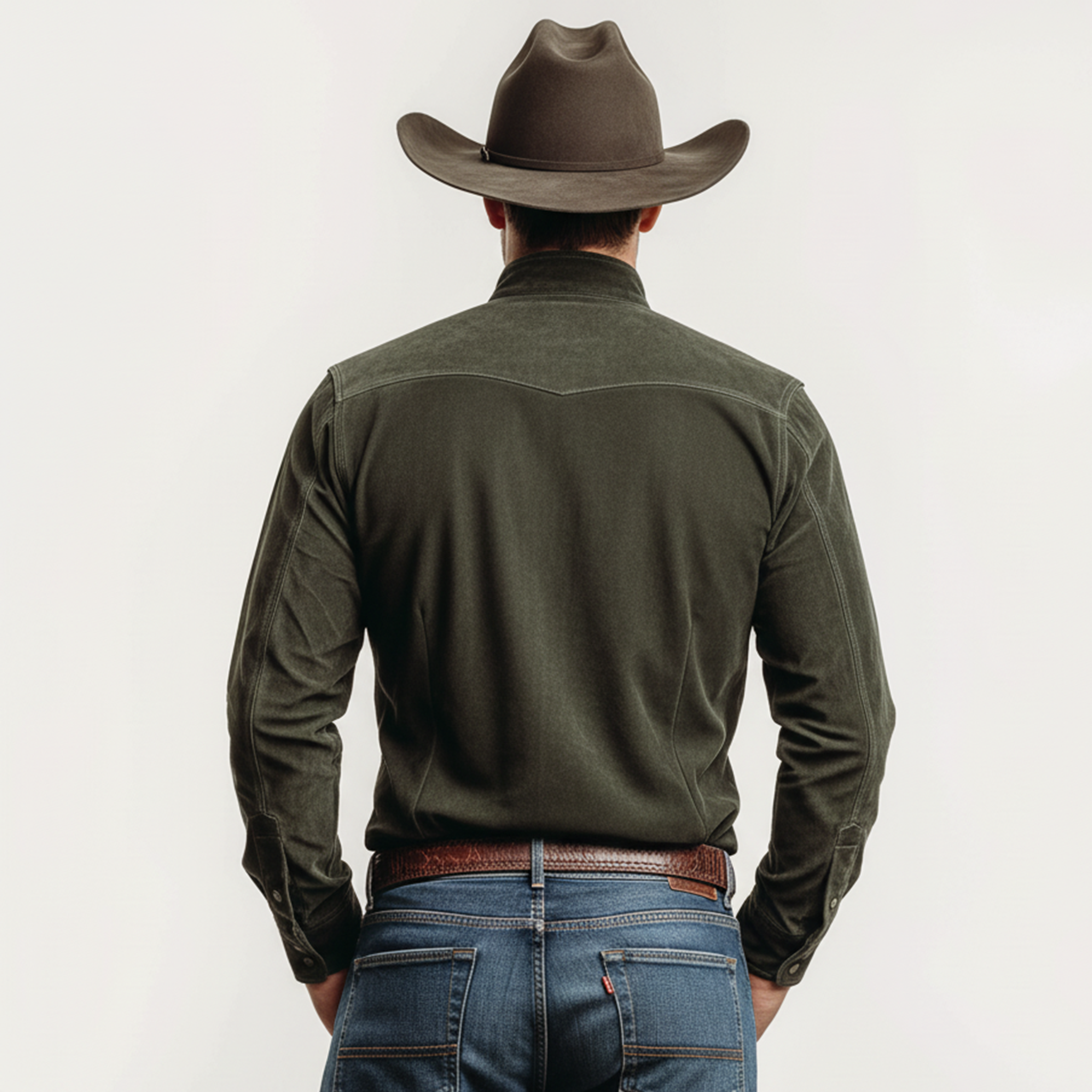 Men's Classic Retro Western Style Stand-up Collar Faux Suede Long-sleeved Shirt MTA1744K8K