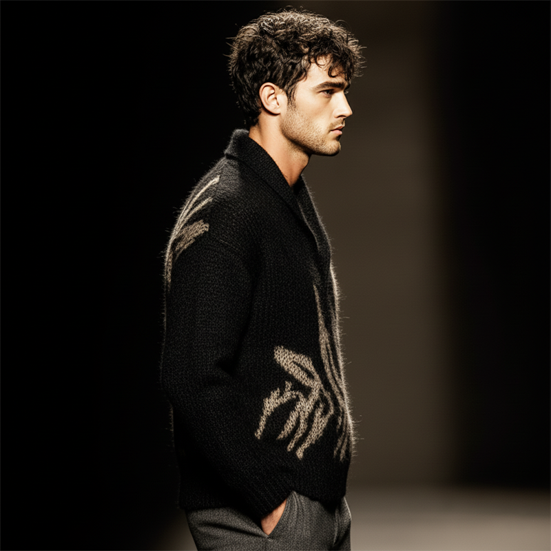 Men's Fashionable Jacquard Knitted Sweater MTA2365J3U