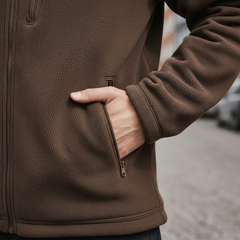 Men's Winter Retro Thin Polar Fleece Stand Collar Zipper Jacket MTA2268J2P