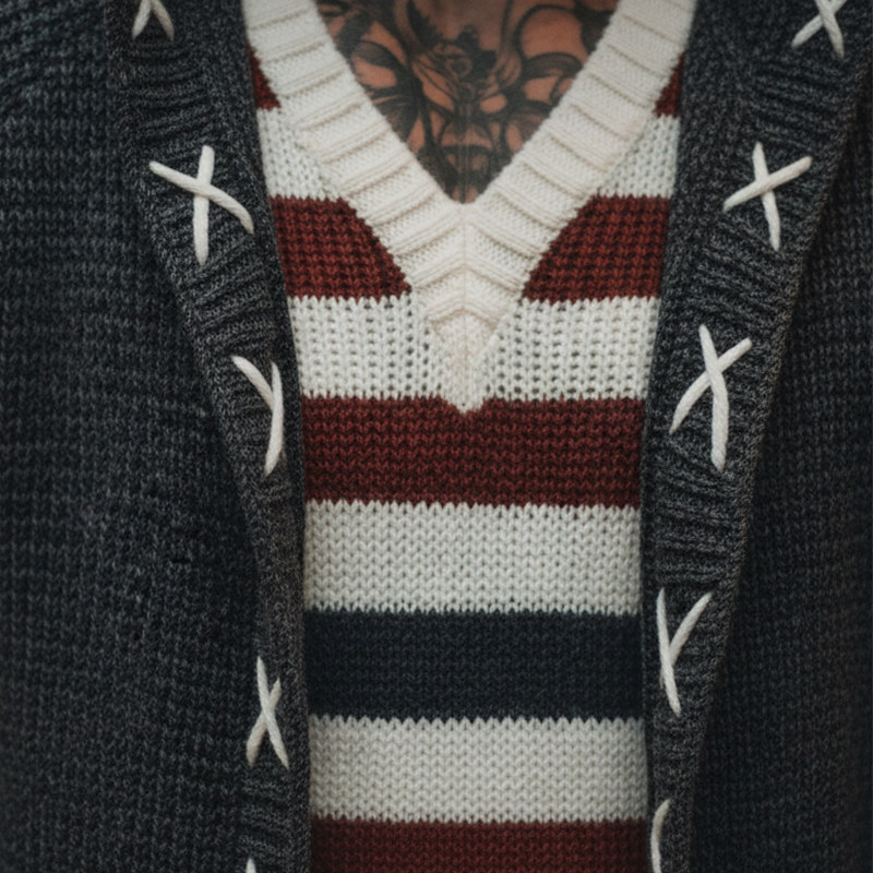 Men's Winter Fashion Simple Jacquard Knitted Hooded Cardigan MTA1629J6P