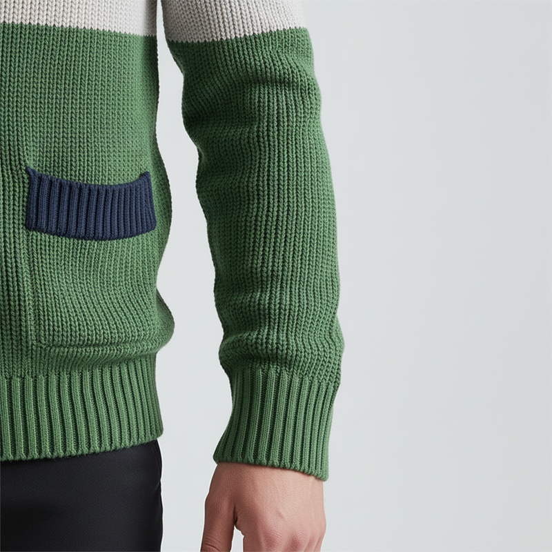 Men's Winter Fashion Contrast Striped Cotton Knitted Cardigan MTA2073J8P