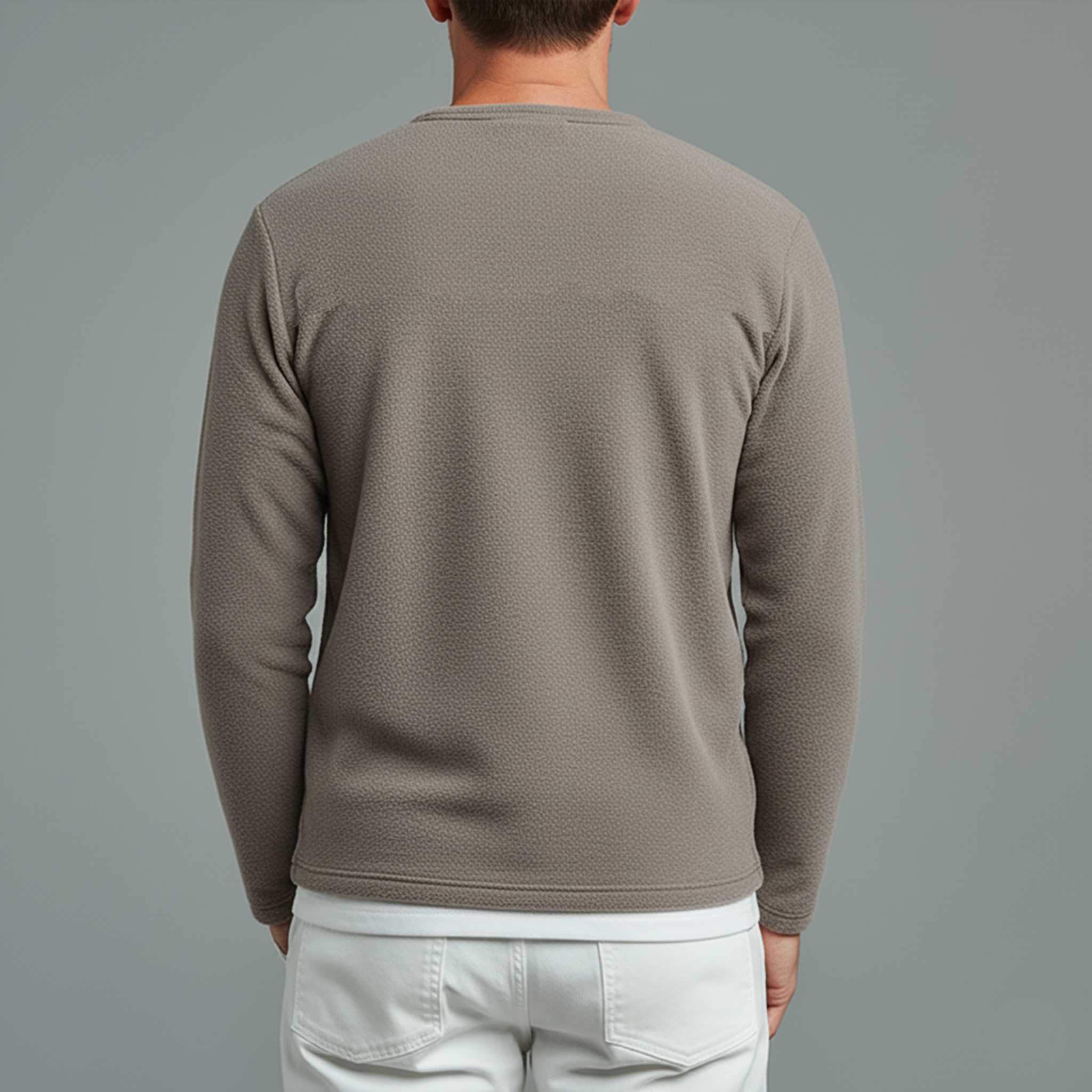 Men's Classic Casual Dralon Fabric Warm Skin-friendly Round Neck Fake Two-piece Long-sleeved T-shirt MTA2148J0K