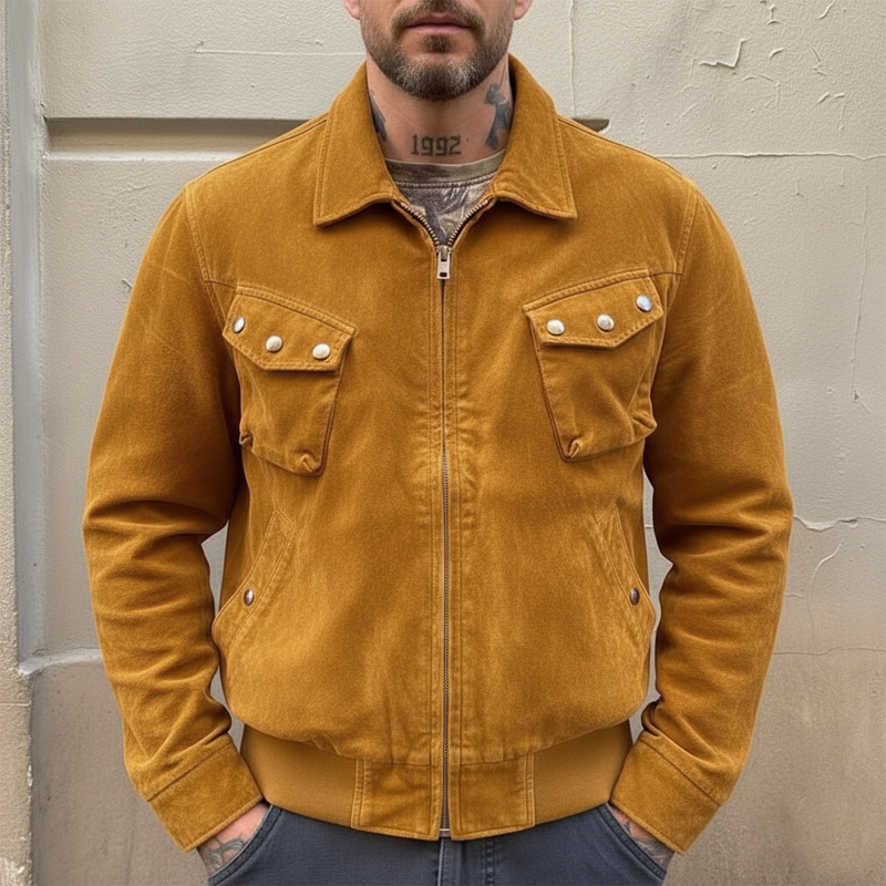 Men's Urban Faux Suede Collared Zip-up Jacket MTZ1563A6U