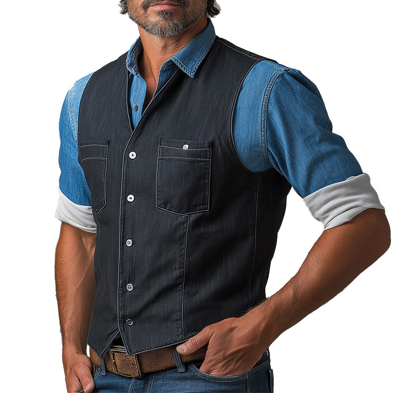 Men's Summer Light Business Style Simple Denim Vest MTA1435E7P